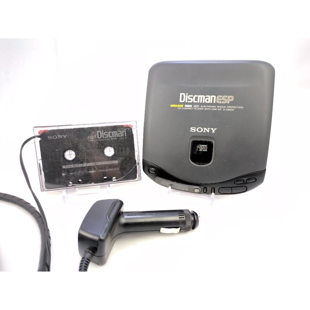Vintage Sony Discman with Tape Adapter and Car Power Cable - Picture 1 of 10